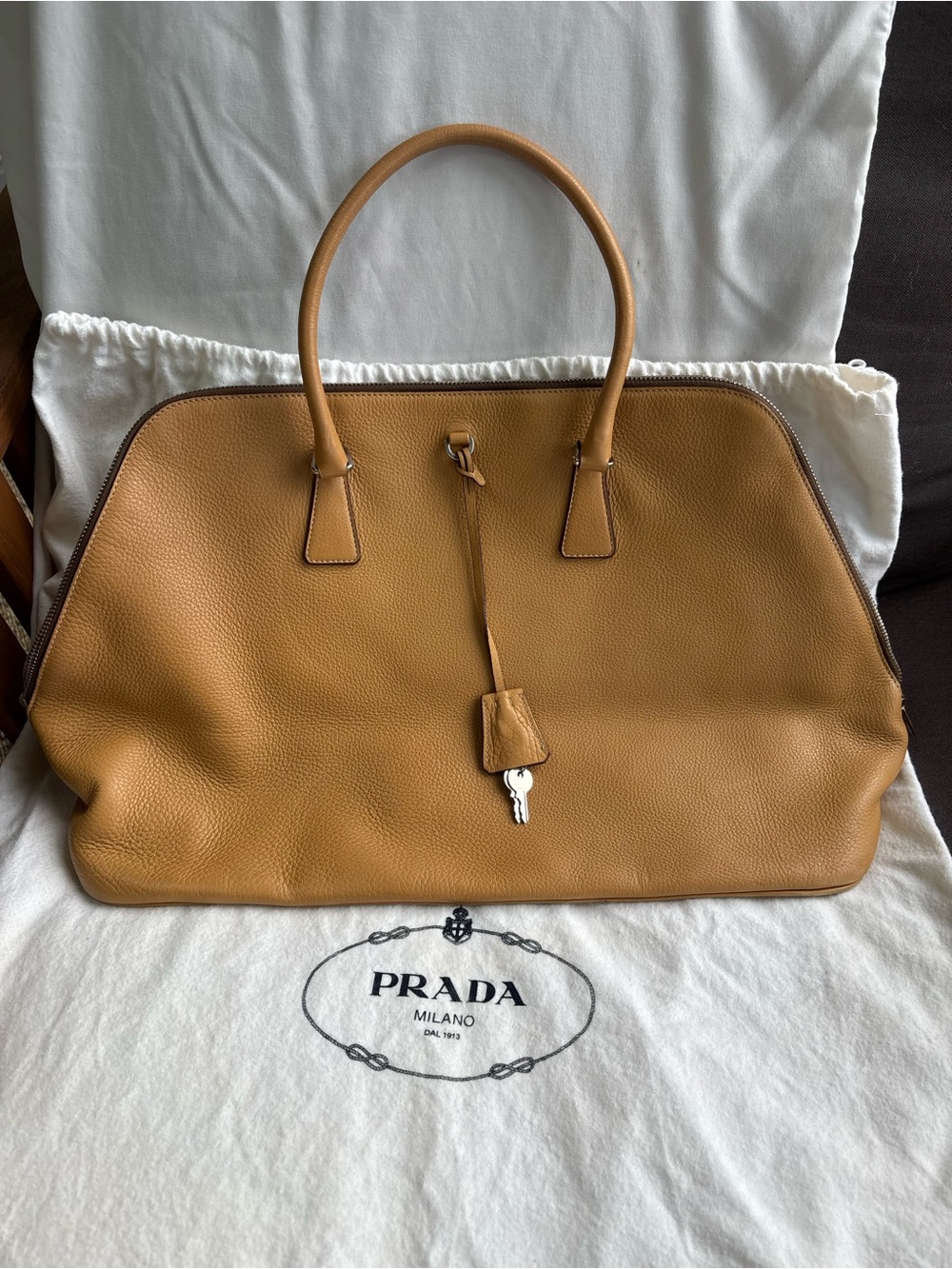 Vintage 2010 Prada Vitello Diano Leather Dome Bag w/Leather Lining